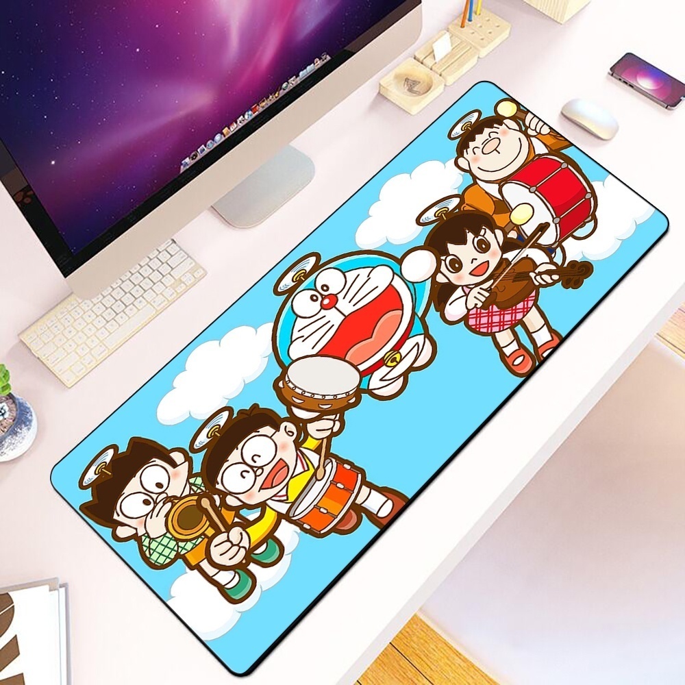 Miếng Lót Chuột Và Bàn Phím Máy Tính Không Trượt In Hình Nobita Doraemon Đáng Yêu Kích Thước XXL90x40cm