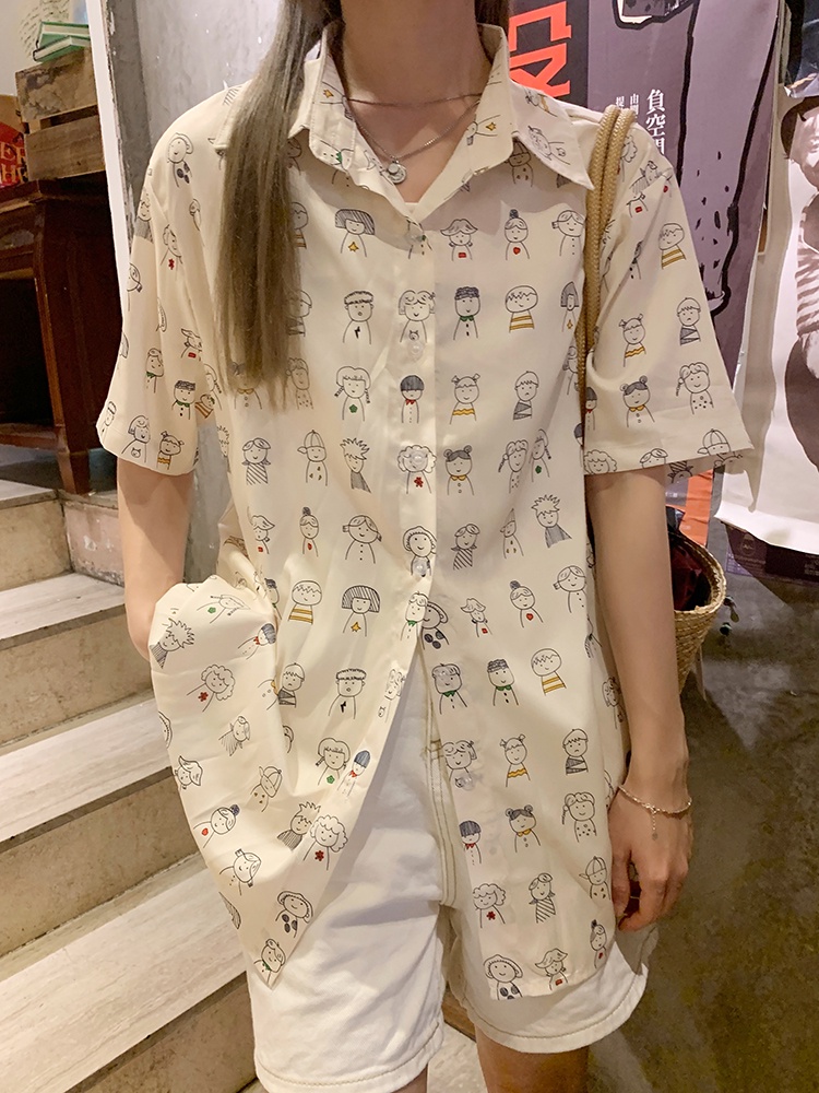 Áo Thun Dáng Rộng Ngắn Tay In Hoạt Hình Thời Trang Cá Tính 64567