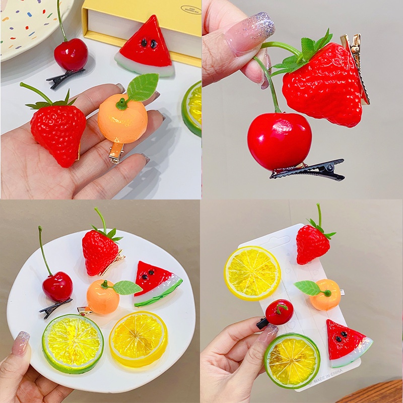Kẹp Tóc Hình Trái Cây Dễ Thương Vui Nhộn Cho Bé Gái