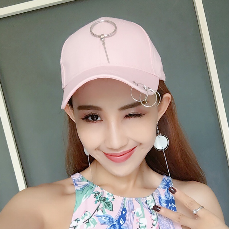 Mũ khóa lưng ba vòng màu hồng Mũ bóng chày cổ điển Màu trơn sáng tạo Mũ cũ Mũ chống nắng phù hợp thời trang Mũ bóng chày có thể giặt được Mũ thể thao Mũ trang trí thông thường Mũ chống nắng Phiên bản Hàn Quốc