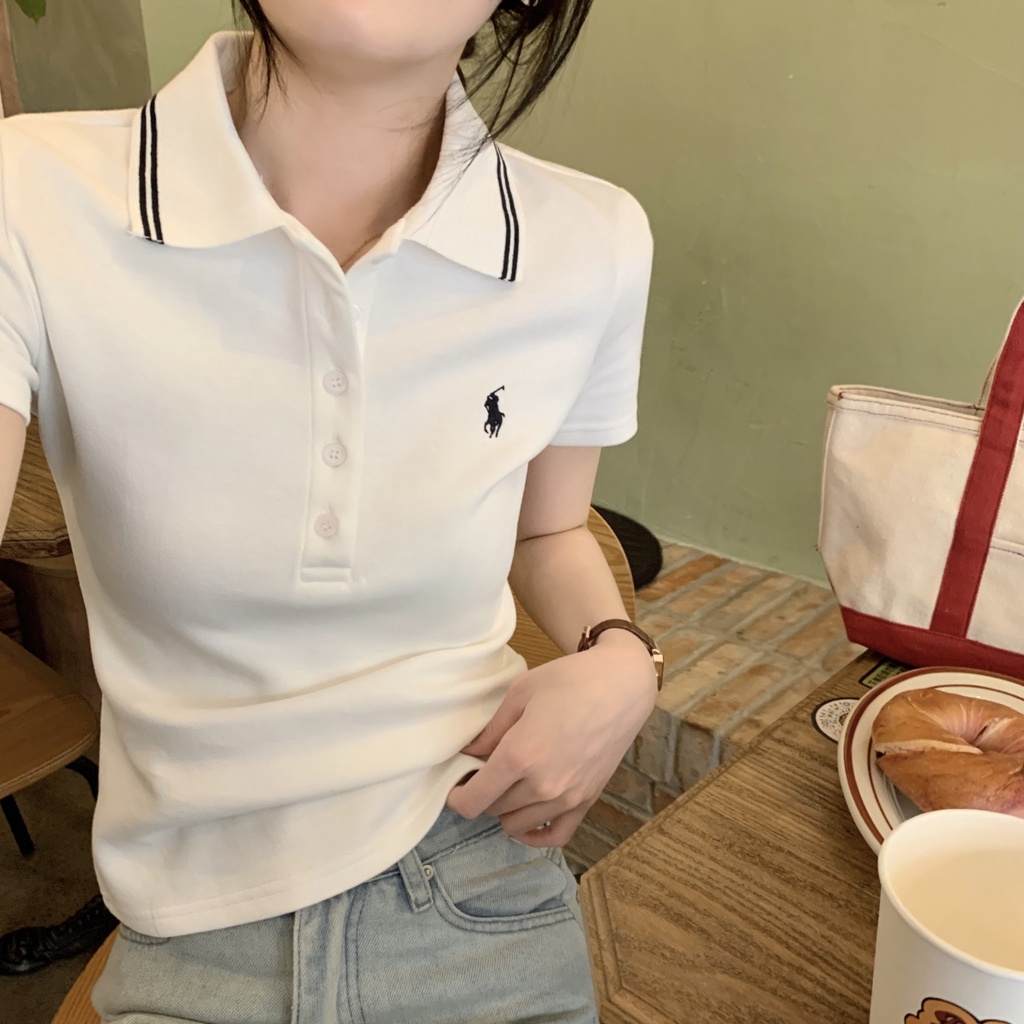 Áo Thun polo Nữ Tay Ngắn Thêu Họa Tiết Cổ Điển 63532