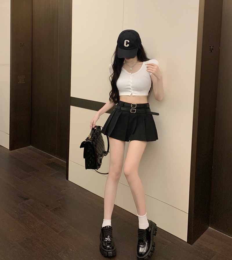 Chân Váy Ngắn Lưng Cao Xếp Li Màu Sắc Thời Trang 65,000