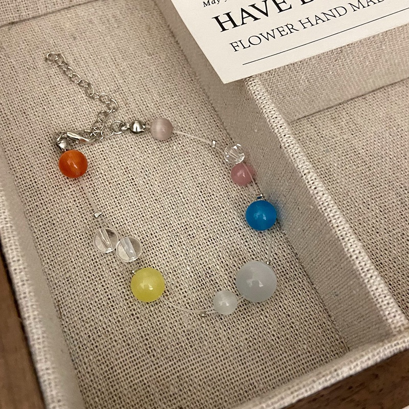 Vòng Tay Chuỗi Hạt Đá Opal Nhiều Màu Đơn Giản Cá Tính