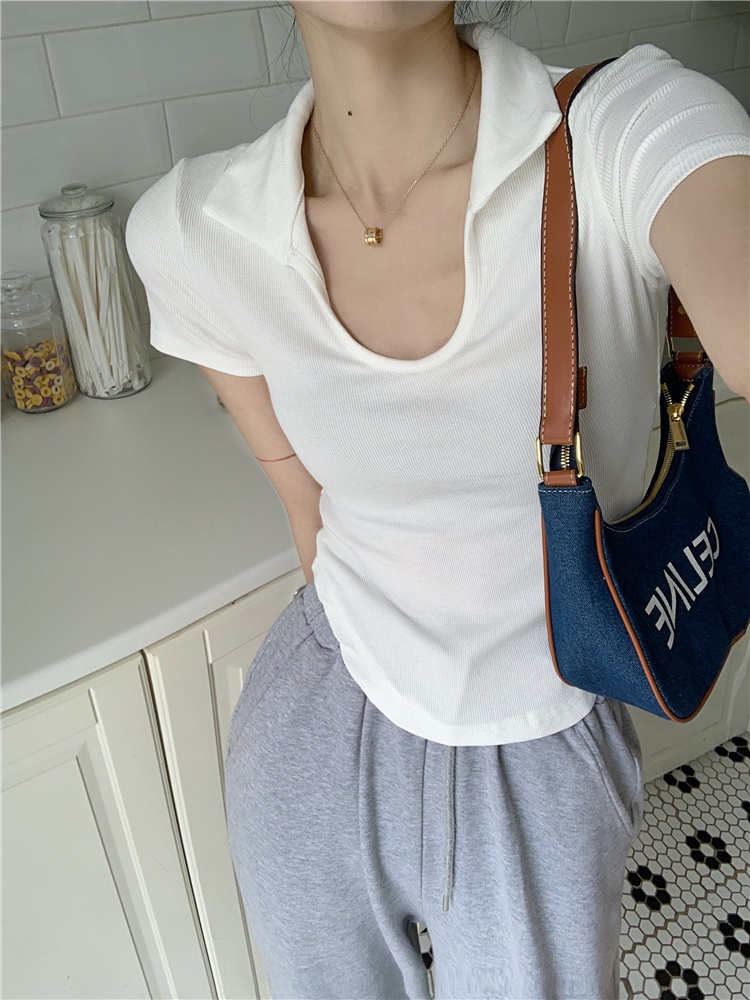 Áo Thun Tay Ngắn Màu Trơn Dáng Ôm Quyến Rũ Dành Cho Nữ