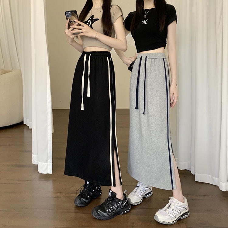 Chân Váy Chữ a Lưng Thun Dệt Kim Xẻ Tà Bên Hông Phong Cách Hàn Quốc Thời Trang Mới 63269