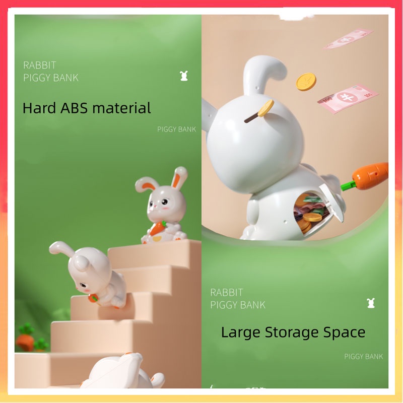 Hộp Nhựa Đựng Tiền Tiết Kiệm Cỡ Lớn Hình Thỏ Dễ Thương