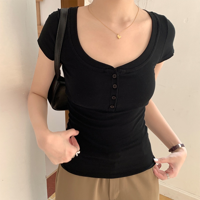 Áo Thun Cổ Cao Dáng Ôm Thời Trang Mùa Hè Phong Cách Mới 64297