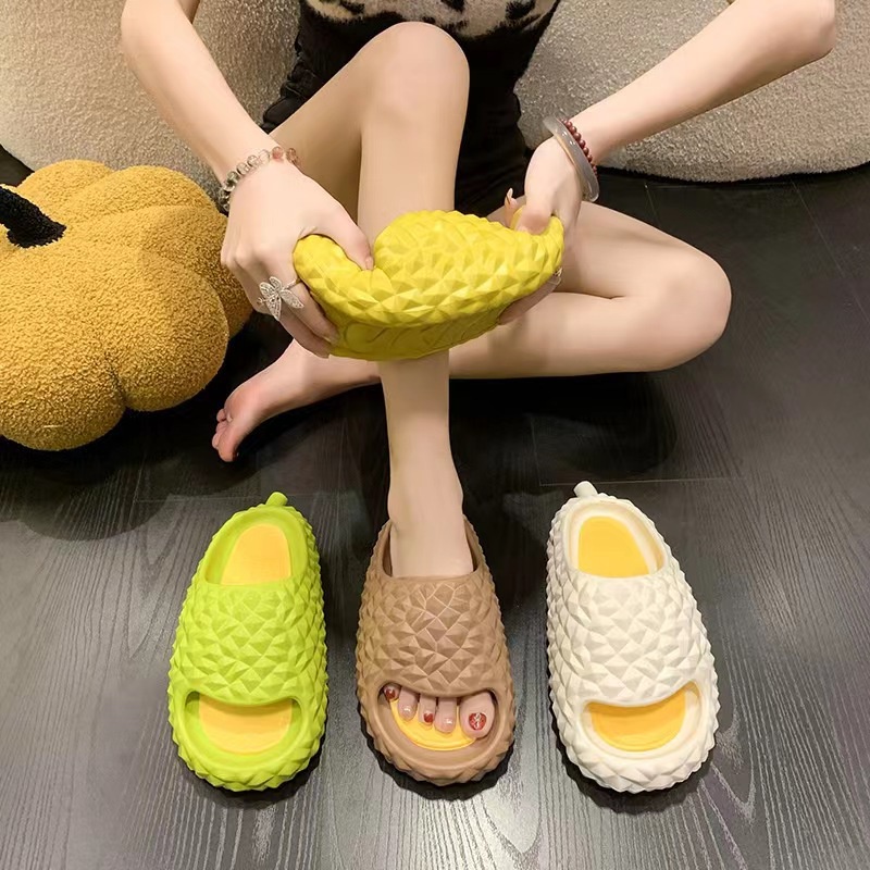 Dép sầu riêng đế mềm, dép bánh mỳ hình sầu riêng cực cute, dép văn phòng dễ thương