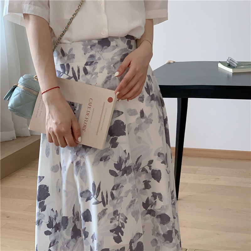 Chân Váy Chữ a Viền Voan In Họa Tiết Hoa Phong Cách Xuân Hè Mới 64597