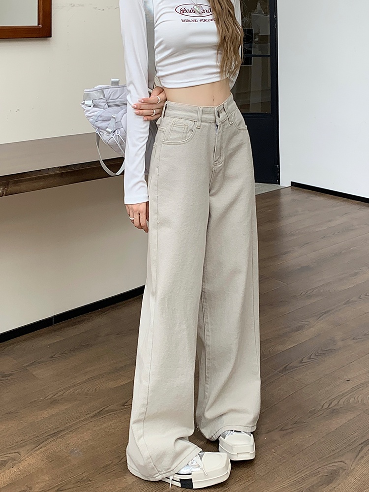 67034 apricot all-match denim nữ thường quần rộng-leg