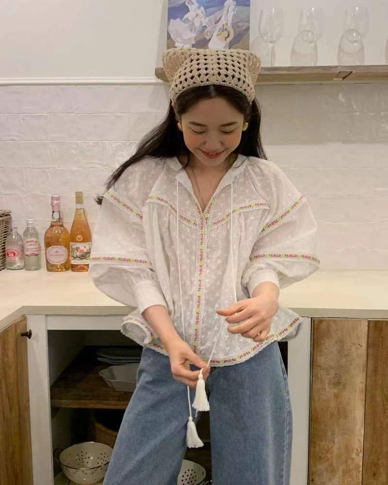Áo Sơ Mi Dài Tay Thêu Hoa 61845