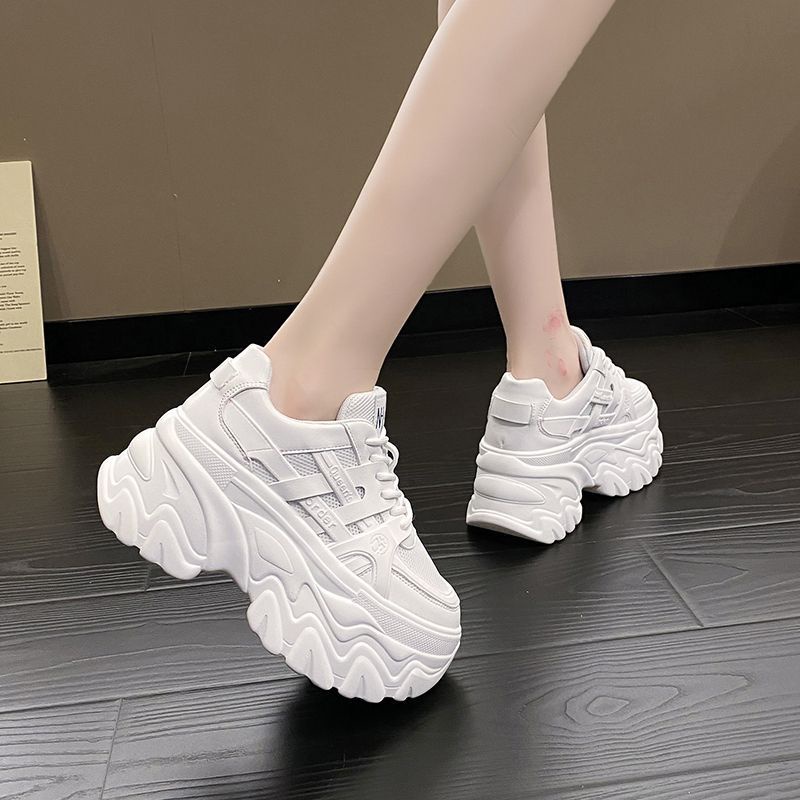 ✨ Giày Thể Thao Đế Dày 8cm Phối Lưới Thoáng Khí Thời Trang Xuân Thu Cho Nữ