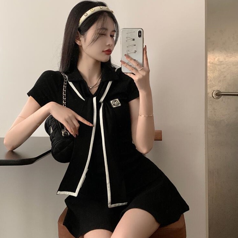 Đầm Ngắn Ôm Dáng Màu Xanh navy Thời Trang Dành Cho Nữ