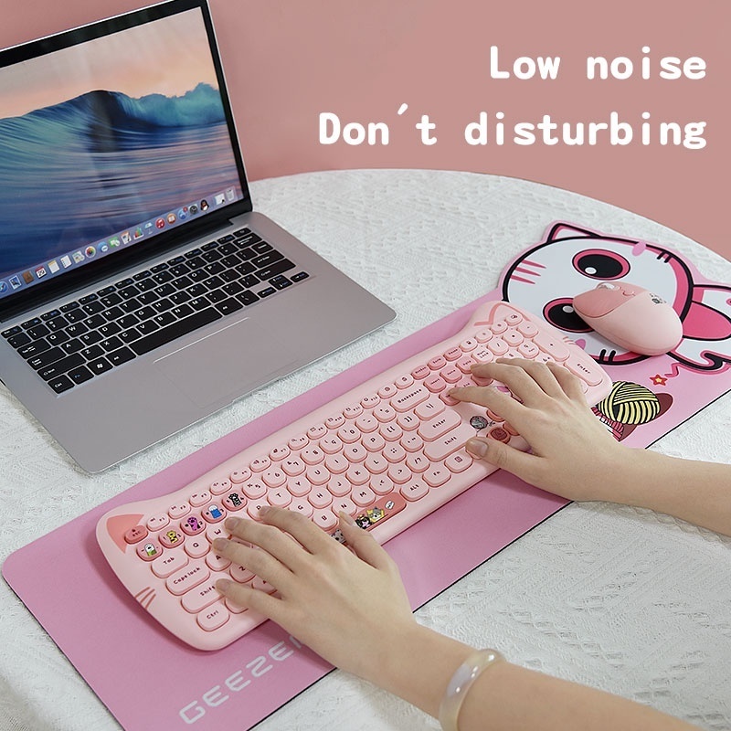 Bàn Phím Và Chuột Không Dây 2.4GHz Màu retro Dễ Thương Tương Thích Với Windows, Máy Tính Để Bàn