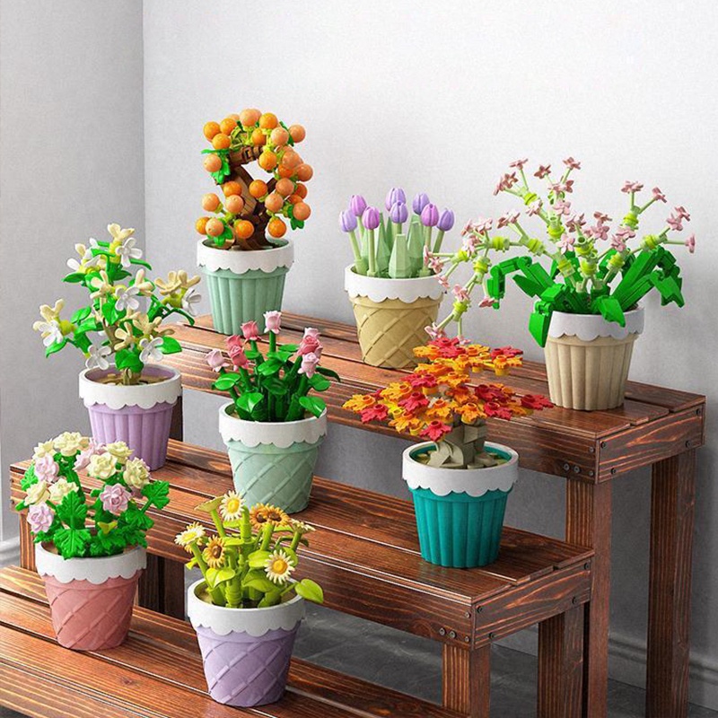 Chậu Hoa Hình Khối Mini Nhiều Màu Sắc Dùng Trang Trí DIY