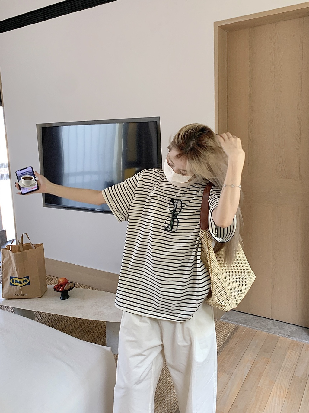 Áo Thun Tay Ngắn Họa Tiết Sọc Kiểu Dáng Đơn Giản 65721