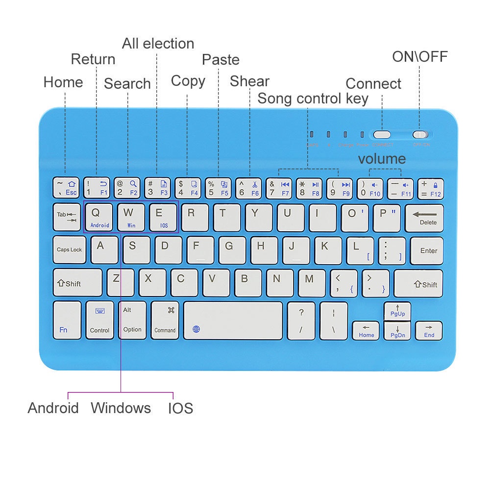 Bàn PhíM Bluetooth 3.0 Không Dây Siêu MỏNg 7 / 8 Inch Cho IOS Android Tablet PC Windows IPad
