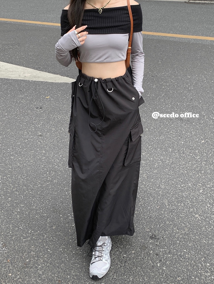 Chân Váy Lưng Cao Phối Dây Rút Xẻ Tà Thời Trang Cá Tính Dành Cho Nữ 62367