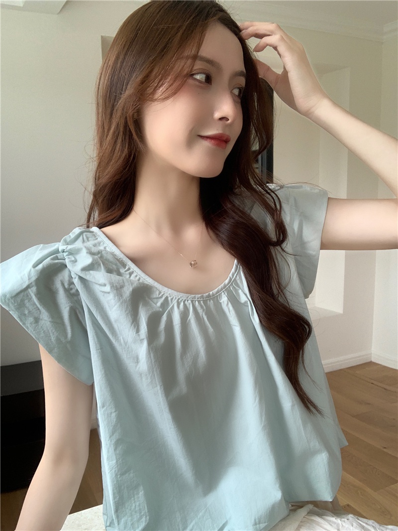 65275 Áo Sơ Mi Cotton Cổ Tròn Ngọt Ngào