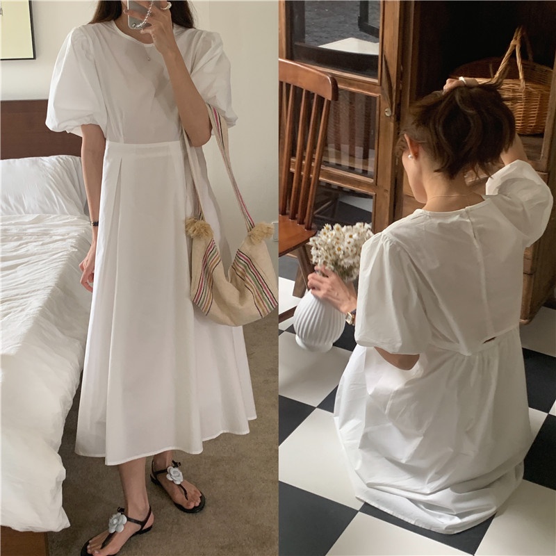 Đầm Tay Ngắn Dáng Ôm Màu Trơn Thời Trang 64111