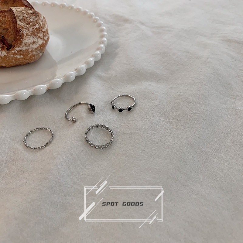 Set 4 Nhẫn Hở Kiểu Dáng retro Thời Trang Cá Tính