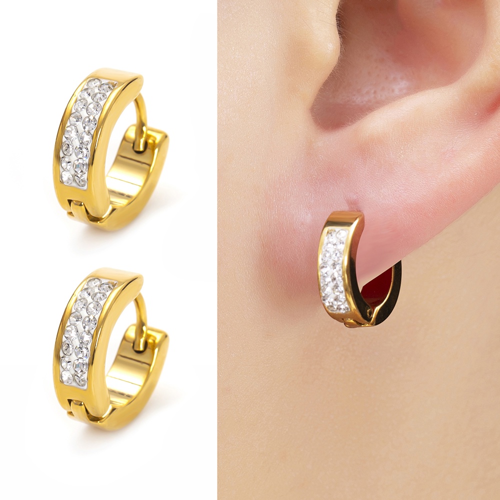 Khuyên Tai Tròn Mạ Vàng 18K Không Gây Dị Ứng Thời Trang Cho Nam Và Nữ