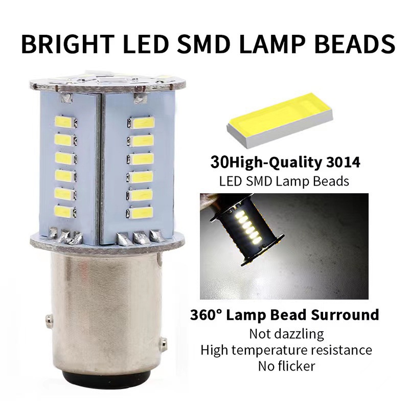 1 Đèn Led Tín Hiệu 1157 BAY15D 30 SMD DRL Cho Xe Máy