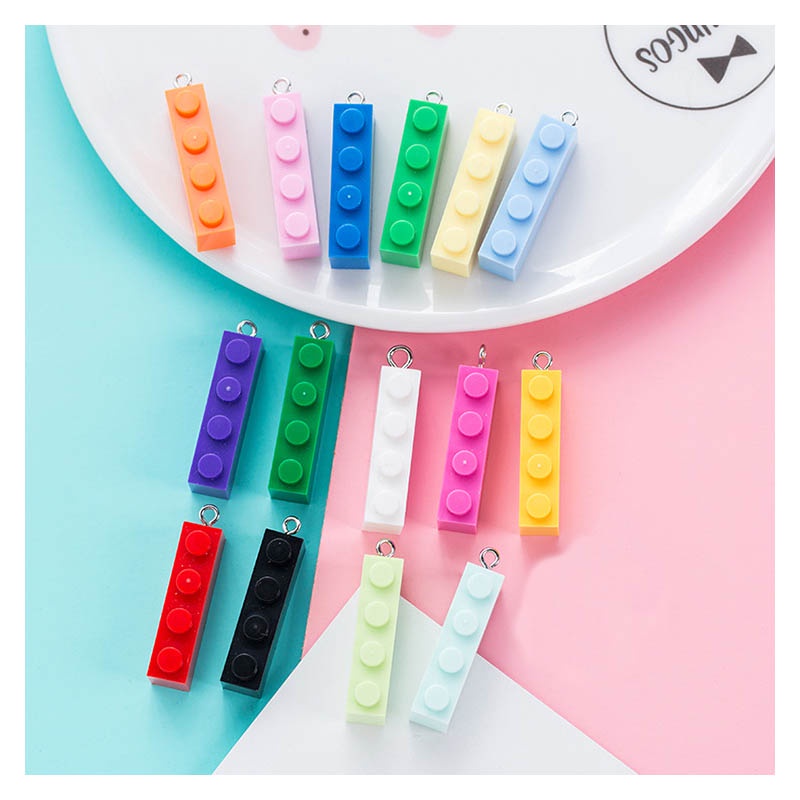 Móc Khóa Hình Khối Lắp Ráp Màu Xanh Dương Dùng Để Trang Trí