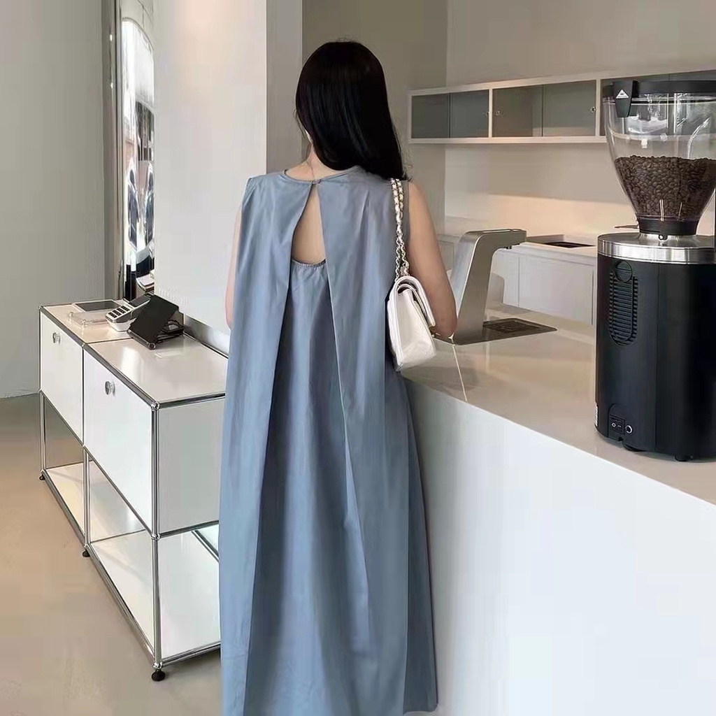 Đầm Không Tay Dáng Rộng Hở Lưng Phong Cách Hàn Quốc Thời Trang Mùa Hè 62849