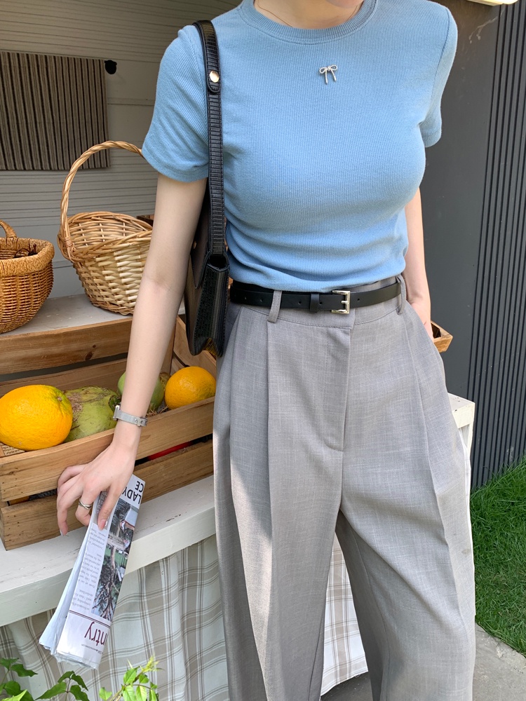 Áo Thun Cotton Co Giãn Thoải Mái Đính Nơ Nhỏ Xinh Xắn 63858