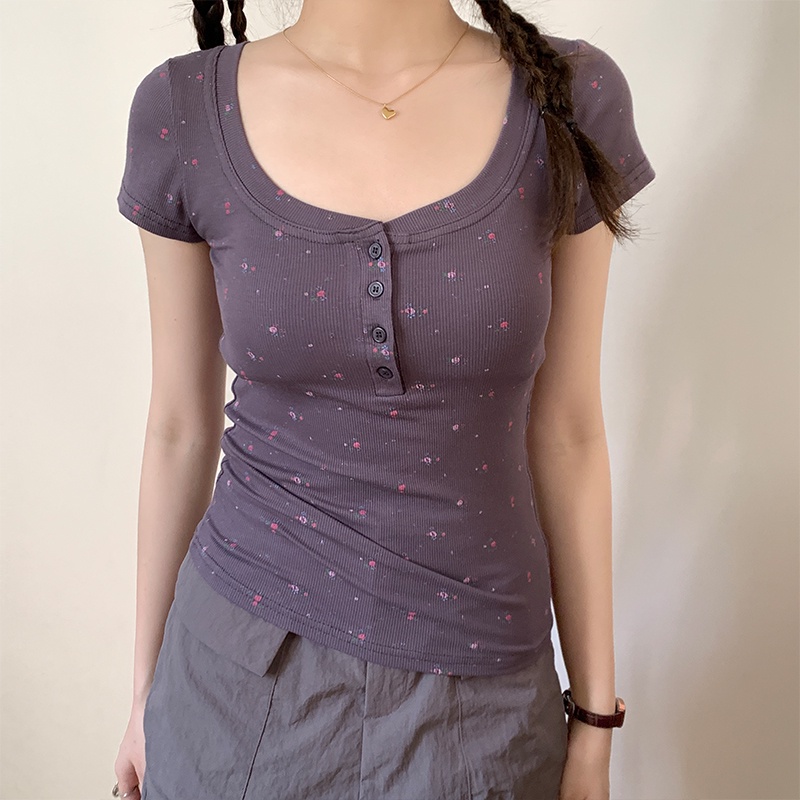 Áo Thun Cổ Cao Dáng Ôm Thời Trang Mùa Hè Phong Cách Mới 64297