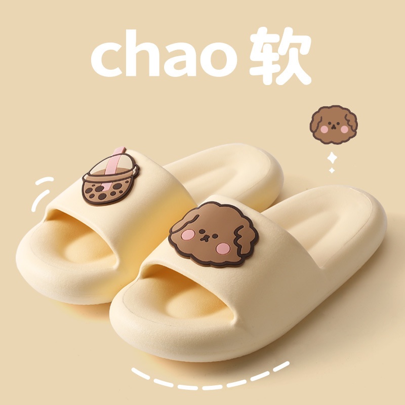 Dép nữ đế mềm hình gấu Chao, Dép quai ngang hình dễ thương đi trong nhà, ngoài trời, đi chơi, đi biển