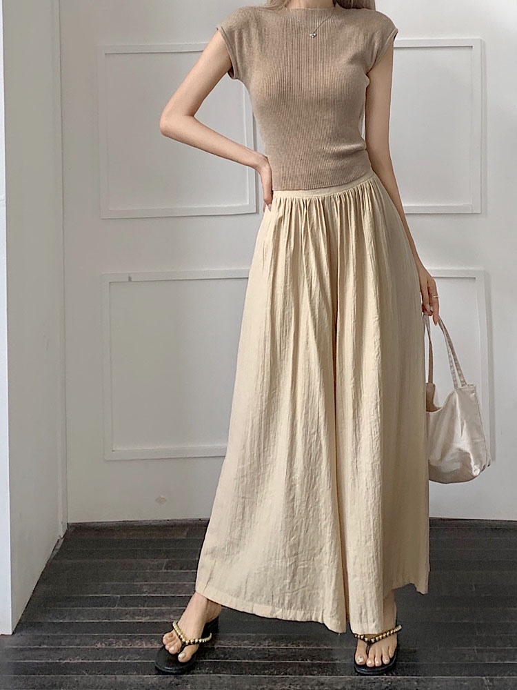 65361 Phong cách Hàn Quốc mới thoải mái 100 phù hợp với quần đùi rộng eo