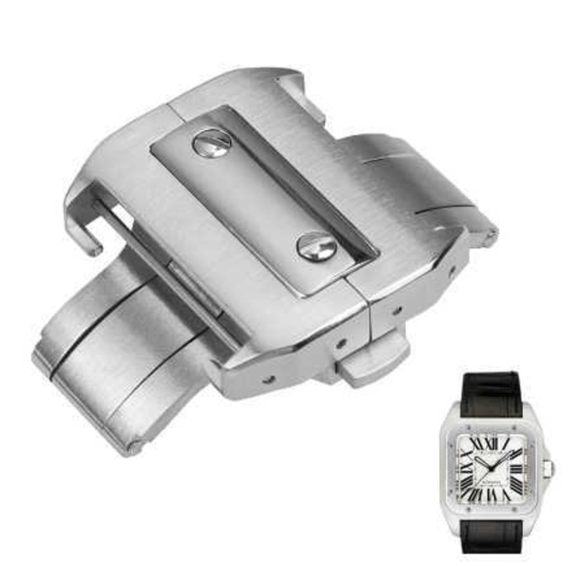 Khóa đồng hồ bằng thép không gỉ 18mm 21mm 316l chải khóa bướm gấp thích hợp cho dòng cartier santos 100