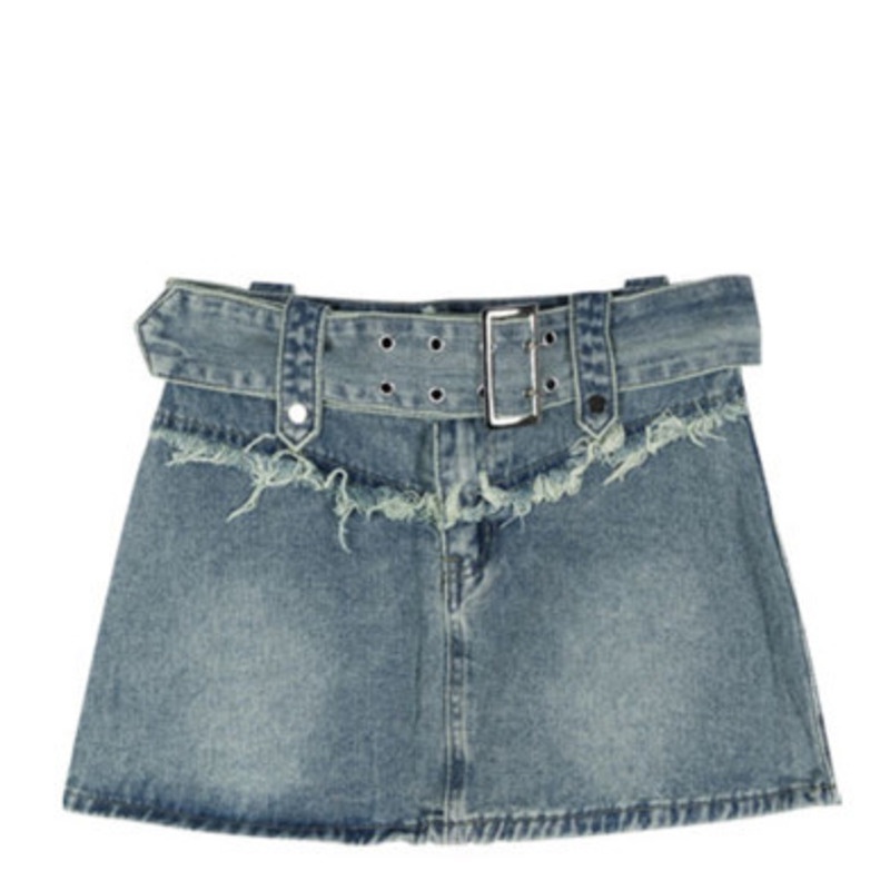 Bộ Áo Denim Không Tay + RENJIANVSHENG Chân Váy Chữ a Lưng Cao Xinh Xắn Dành Cho Nữ