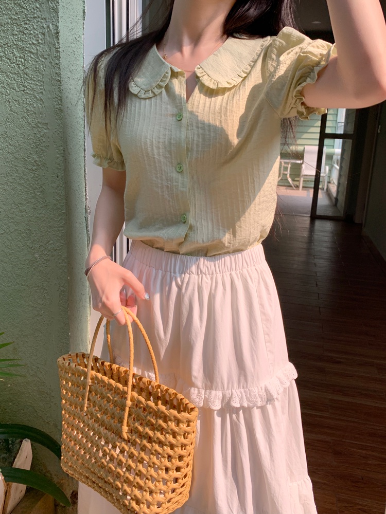 Áo Sơ Mi Ren Ngắn Tay Thời Trang Sành Điệu 63399