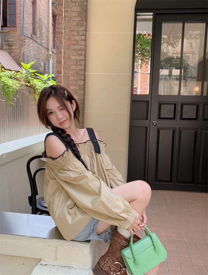 Áo Tay Dài Hai Dây Hở Vai Dành Cho Nữ 64747