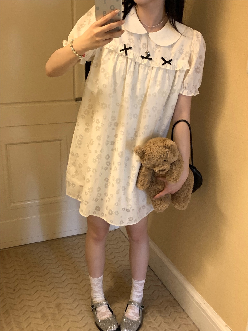 Đầm Hoa Cổ Tròn Thắt Nơ Thời Trang Mùa Hè 65704