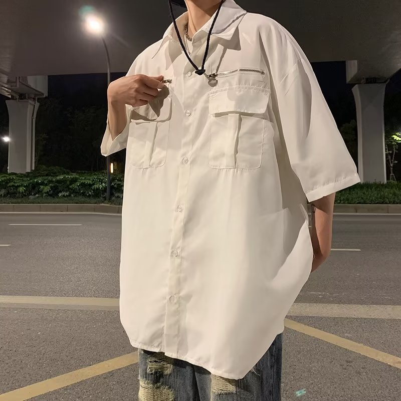 Áo Sơ Mi Ngắn Tay Dáng Rộng Thời Trang Mùa Hè Cá Tính Dành Cho Nam