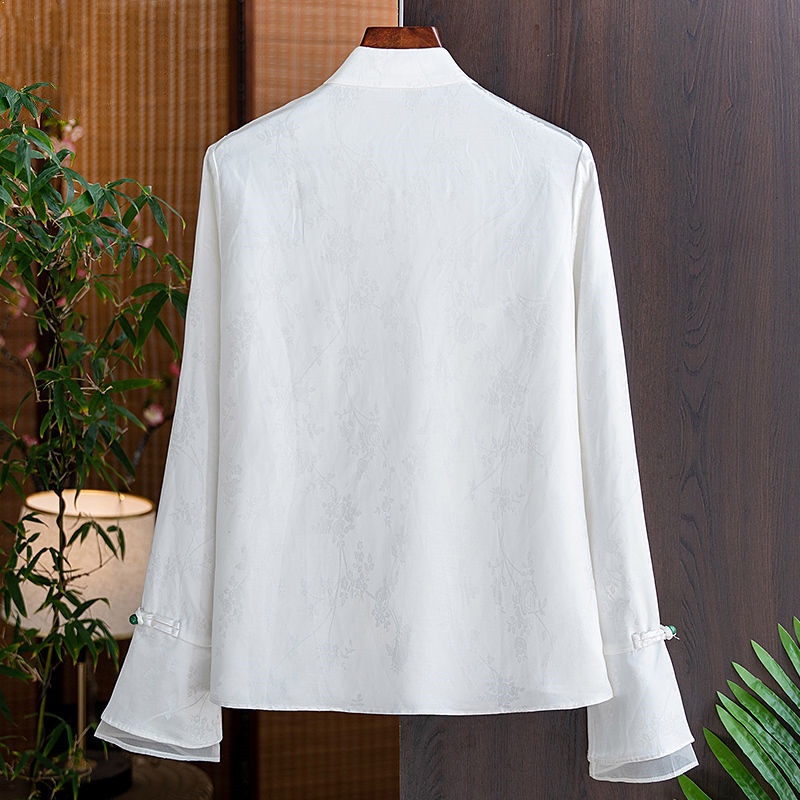 Áo Sơ Mi Lụa Jacquard Tay Dài Phong Cách Trung Hoa Cổ Điển Sang Trọng Nhẹ Nhàng Thời Trang 2023 Dành Cho Bạn Nữ