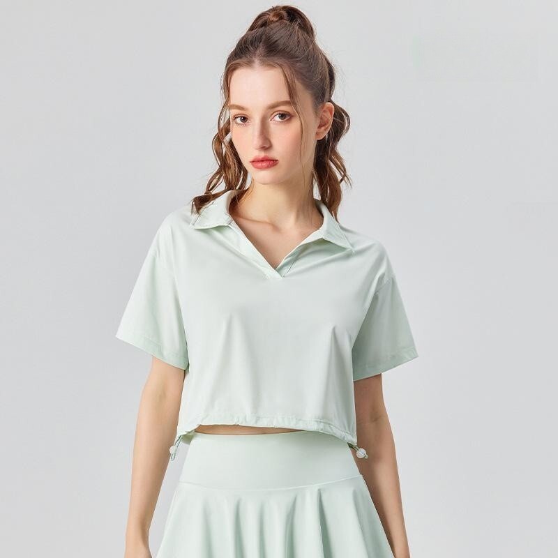 Fit.her Áo Thun Thể Thao Cổ Cao Chống Nắng Khô Nhanh Màu Trơn Đơn Giản Cho Nữ