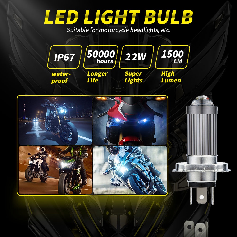 12000lm h4 led đèn pha xe máy bóng đèn csp moto trắng vàng hi-lo beam phụ kiện xe máy 6000k 12v 1pc