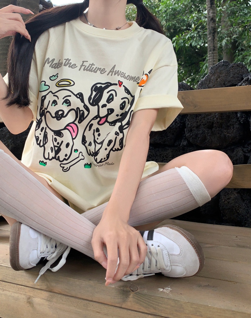 Áo Thun Cotton Nguyên Chất Dáng Rộng Ngắn Tay Thời Trang Mùa Hè 6357