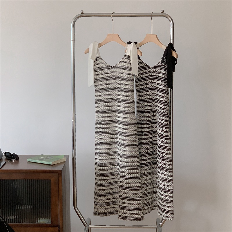 (MớI) Đầm Dây ThắT Nơ HọA TiếT Kẻ SọC 64714