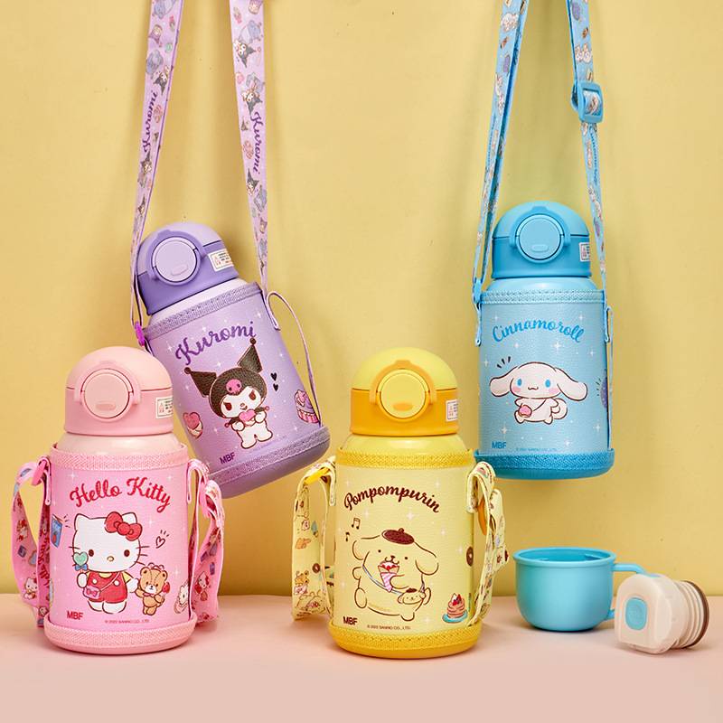 Backpack Bear Sanrio Bình Nước Giữ Nhiệt 500ML Bằng Thép Không Gỉ Hình Hello Kitty