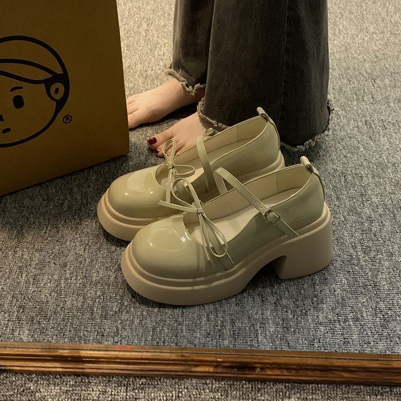 LORRTTA giày cao gót nữ giày nữ lolita giày Giày búp bê gót đại đính tinh thể 2023NEW 230812019