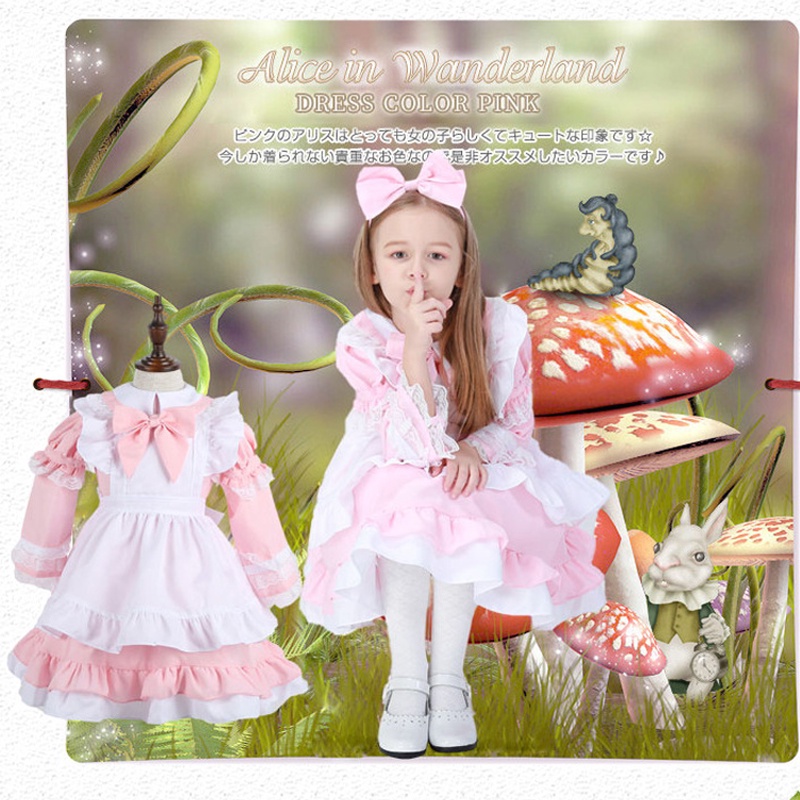 Bộ Đồ Hóa Trang Alice in Wonderland 3 Màu Xanh Dương / Hồng / Đen Xinh Xắn Làm Quà Tặng Sinh Nhật / Halloween Cho Bé