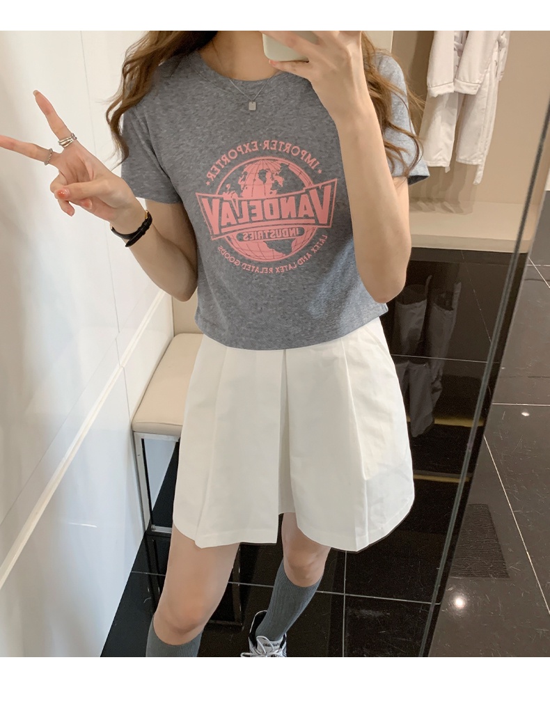 Áo Thun Cổ Tròn Ngắn Tay In Hình Phong Cách Mỹ Cổ Điển Thời Trang Mùa Hè Kiểu Mới 63848