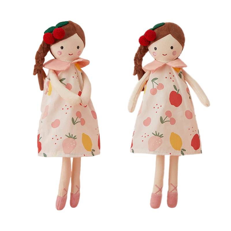 Búp Bê Nhồi Bông 35cm Hình Bé Gái Mặc Đầm Hồng Dễ Thương