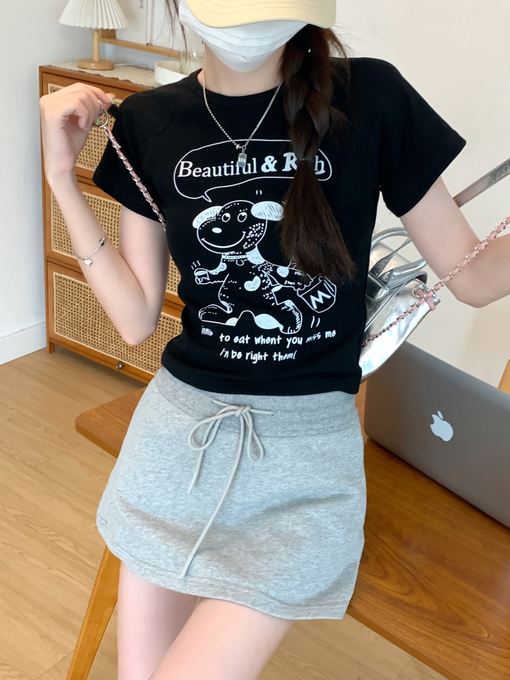 Áo Thun Cotton Ngắn Tay Dáng Ôm In Họa Tiết Vui Nhộn Thời Trang Mùa Hè 65456